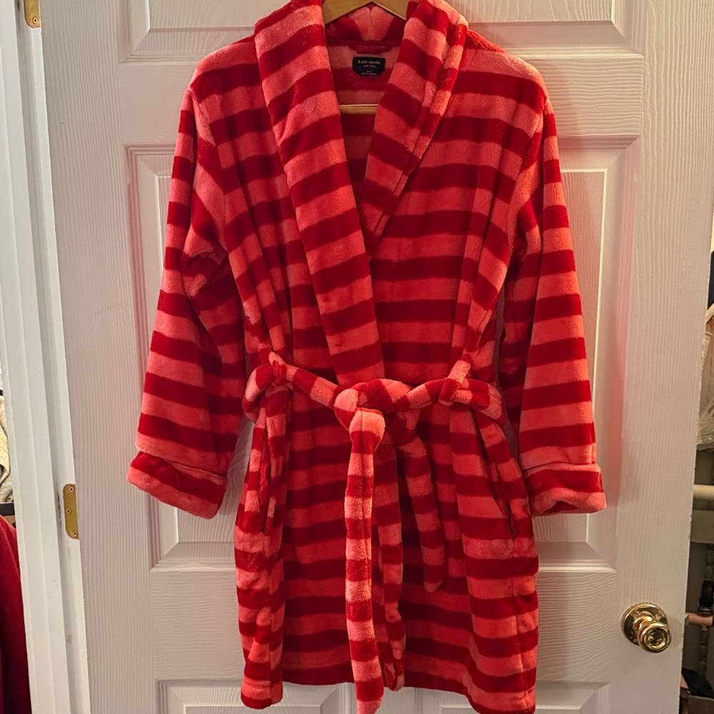 Kate Spade Red and Pink Striped Robe Xs/S